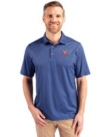 Virginia Cavaliers Cutter & Buck Pike Banner Print Stretch Mens Big & Tall Polo Navy Blue Front