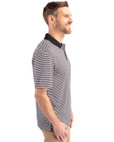 Utah Utes College Vault Cutter & Buck Forge Tonal Stripe Stretch Mens Big and Tall Polo Black Side