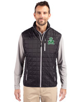 Marshall Thundering Herd College Vault Cutter & Buck Rainier PrimaLoft® Mens Eco Insulated Full Zip Puffer Vest Black Front