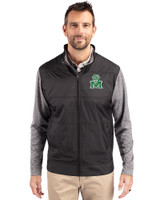 Marshall Thundering Herd College Vault Cutter & Buck Stealth Hybrid Quilted Mens Big and Tall Full Zip Windbreaker Jacket Black Front