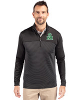 Marshall Thundering Herd College Vault Cutter & Buck Traverse Stretch Eco Stripe Quarter Zip Mens Pullover Black Front