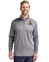 Northern Arizona Lumberjacks College Vault Cutter & Buck Traverse Stretch Eco Stripe Quarter Zip Mens Pullover Elemental Grey Front