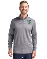 Tulane Green Wave College Vault Cutter & Buck Traverse Stretch Eco Stripe Quarter Zip Mens Pullover Elemental Grey Front
