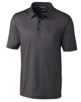 Southern Illinois Salukis College Vault Cutter & Buck Pike Mini Pennant Print Stretch Mens Polo BL_MANN_HG 