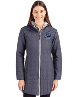 Old Dominion Monarchs College Vault - Cutter & Buck Rainier PrimaLoft®  Womens Eco Insulated Hooded Long Coat Anthracite Melange Front