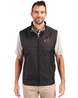 Oregon State Beavers College Vault Cutter & Buck Stealth Hybrid Quilted Mens Big and Tall Windbreaker Vest Black Front