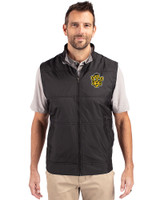 Missouri Tigers College Vault Cutter & Buck Stealth Hybrid Quilted Mens Big and Tall Windbreaker Vest Black Front