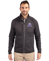 Northwestern Wildcats College Vault Cutter & Buck Mainsail Sweater-Knit Mens Full Zip Jacket Charcoal Heather Front