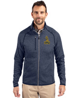 Northern Arizona Lumberjacks College Vault Cutter & Buck Mainsail Sweater-Knit Mens Full Zip Jacket Liberty Navy Heather Front
