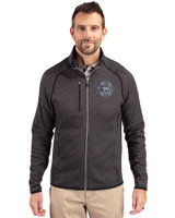 Penn State Nittany Lions College Vault Cutter & Buck Mainsail Sweater-Knit Mens Full Zip Jacket Charcoal Heather Front
