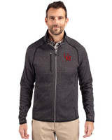 Ole Miss Rebels College Vault Cutter & Buck Mainsail Sweater-Knit Mens Full Zip Jacket Charcoal Heather Front