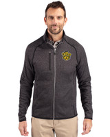 Missouri Tigers College Vault Cutter & Buck Mainsail Sweater-Knit Mens Full Zip Jacket Charcoal Heather Front