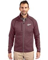 New Mexico State Aggies College Vault Cutter & Buck Mainsail Sweater-Knit Mens Full Zip Jacket Bordeaux Heather Front