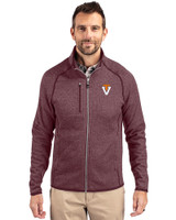 Virginia Tech Hokies College Vault Cutter & Buck Mainsail Sweater-Knit Mens Full Zip Jacket Bordeaux Heather Front