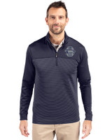 Penn State Nittany Lions College Vault Cutter & Buck Traverse Stretch Eco Stripe Quarter Zip Mens Big and Tall Pullover Liberty Navy Front