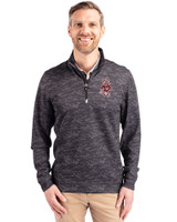 Washington State Cougars College Vault Cutter & Buck Traverse Stretch Eco Camo Print Quarter Zip Mens Pullover Black Front