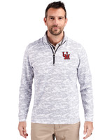Ole Miss Rebels College Vault Cutter & Buck Traverse Stretch Eco Camo Print Quarter Zip Mens Pullover Charcoal Front