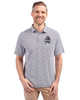 Utah State Aggies College Vault Cutter & Buck Virtue Eco Pique Botanical Print Recycled Mens Polo Navy Blue Front