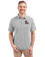 NC State Wolfpack College Vault Cutter & Buck Virtue Eco Pique Botanical Print Recycled Mens Polo Black Front
