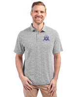 Northwestern Wildcats College Vault Cutter & Buck Virtue Eco Pique Botanical Print Recycled Mens Polo Black Front