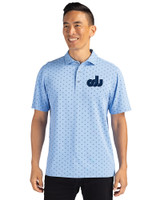Old Dominion Monarchs College Vault Cutter & Buck Virtue Eco Pique Tile Print Recycled Mens Polo Atlas Light Blue Front