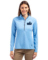 Old Dominion Monarchs College Vault Cutter & Buck Adapt Eco Knit Stretch Recycled Womens Half Zip Pullover Atlas Light Blue Front