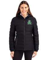 Marshall Thundering Herd College Vault Cutter & Buck Mission Ridge Repreve® Eco Insulated Womens Puffer Jacket Black Front