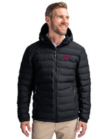 New Mexico State Aggies College Vault Cutter & Buck Mission Ridge Repreve® Eco Insulated Mens Puffer Jacket Black Front