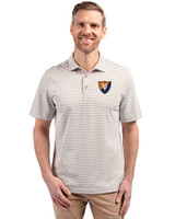 Illinois Fighting Illini College Vault Cutter & Buck Virtue Eco Pique Stripe Recycled Mens Big and Tall Polo Polished Medium Gray Front