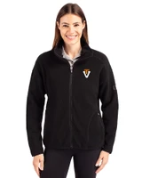 Virginia Tech Hokies College Vault Cutter & Buck Cascade Epic Comfort Recycled Sherpa Fleece Womens Full Zip Jacket Black Front