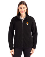 Virginia Tech Hokies College Vault Cutter & Buck Cascade Eco Fleece Womens Full Zip Jacket Black Front