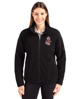 Washington State Cougars College Vault Cutter & Buck Cascade Eco Fleece Womens Full Zip Jacket Black Front