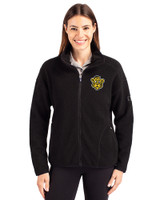 Missouri Tigers College Vault Cutter & Buck Cascade Epic Comfort Recycled Sherpa Fleece Womens Full Zip Jacket Black Front