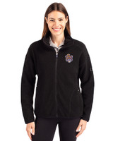 LSU Tigers College Vault Cutter & Buck Cascade Eco Fleece Womens Full Zip Jacket Black Front