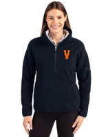 Virginia Hoos College Vault Cutter & Buck Cascade Eco Fleece Womens Pullover Jacket Navy Blue Front