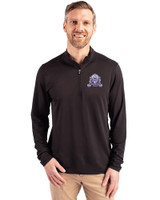 Northwestern Wildcats College Vault Cutter & Buck Virtue Eco Pique Recycled Quarter Zip Mens Big & Tall Pullover Black Front