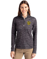 Missouri Tigers College Vault Cutter & Buck Traverse Stretch Eco Camo Print Quarter Zip Womens Pullover Black Front