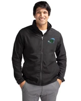 Tulane Green Wave Cutter & Buck Charter Eco Knit Recycled Big & Tall Full-Zip Jacket Black Front