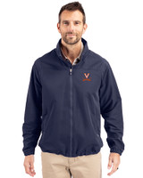 Virginia Cavaliers Cutter & Buck Charter Eco Knit Recycled Big & Tall Full-Zip Jacket Navy Blue Front