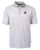 Washington State Cougars Cutter & Buck Virtue Eco Pique Micro Stripe Recycled Mens Big & Tall Polo POLWH_MANN_HG 1