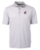 Washington State Cougars Cutter & Buck Virtue Eco Pique Micro Stripe Recycled Mens Polo POLWH_MANN_HG 1
