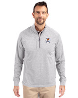 Virginia Cavaliers Cutter & Buck Adapt Eco Knit Heather Mens Big & Tall Quarter Zip Pullover Polished Heather Front
