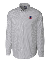 Minnesota Twins Cutter & Buck Easy Care Stretch Oxford Stripe Mens Big & Tall Long Sleeve Button Down Shirt Charcoal Mannequin