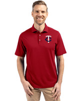 Minnesota Twins Cutter & Buck Virtue Eco Pique Recycled Mens Big and Tall Polo Cardinal Red Front