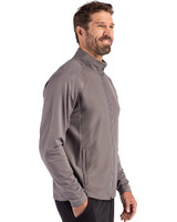 Minnesota Twins Cutter & Buck Adapt Eco Knit Hybrid Recycled Mens Full Zip Jacket Elemental Grey Side