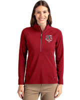 Minnesota Twins Stars & Stripes Cutter & Buck Adapt Eco Knit Stretch Recycled Womens Half Zip Pullover Cardinal Red Front