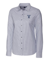 Yale Bulldogs Cutter & Buck Stretch Oxford Stripe Womens Long Sleeve Dress Shirt CC_MANN_HG 1