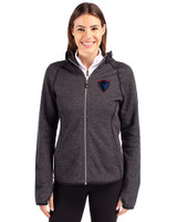 DePaul Blue Demons Cutter & Buck Mainsail Full Zip Hooded Womens Jacket Charcoal Heather Front