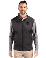 DePaul Blue Demons Cutter & Buck Stealth Hybrid Quilted Mens Big and Tall Full Zip Windbreaker Jacket Black Front