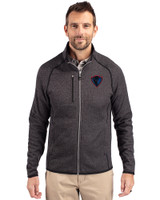 DePaul Blue Demons Cutter & Buck Mainsail Sweater-Knit Mens Big and Tall Full Zip Jacket Charcoal Heather Front